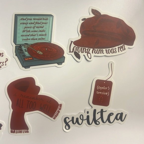 Taylor Swift “Red” Inspired Vinyl Sticker Bundle - 6 Stickers - Picture 3 of 3